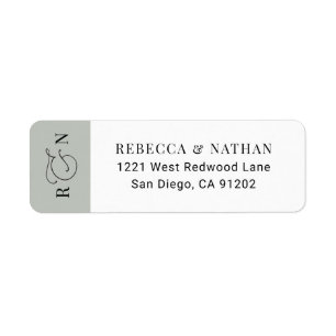 Elegant Sage Green Monogram Wedding Return Address Return Address Label