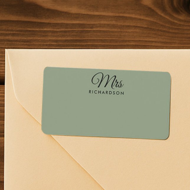 Elegant Sage Green Mrs. Family Name Blank Address Label (Creator Uploaded)