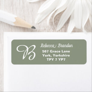 Elegant Sage Green Name Monogram Return Address  Label