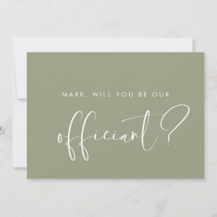 Elegant Sage Green Officiant proposal card