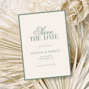 Elegant Sage Green Old Money Wedding Save The Date