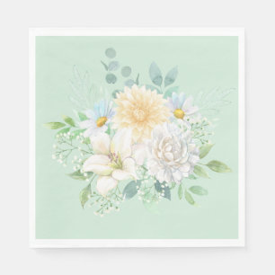 Elegant Sage Green Pastel Floral Napkin