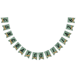Elegant Sage Green Personalised Graduation Bunting