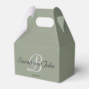 Elegant Sage Green Personalised Monogram Wedding Favour Box