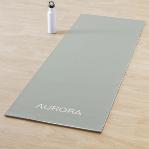 Elegant Sage Green Personalised Name Yoga Mat