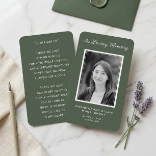 Elegant Sage Green Photo Frame Memorial Business Card