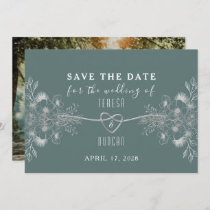 Elegant Sage Green Photo Wedding Save The Date