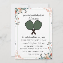 Elegant Sage Green Pickleball 30th Birthday