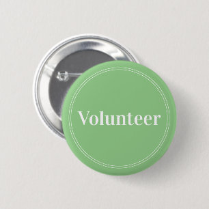 Elegant Sage Green Pin-back Volunteer Buttons