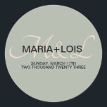 Elegant Sage Green Pink Wedding Monogrammed Classic Round Sticker<br><div class="desc">Monogrammed Favour Tags for Wedding</div>