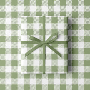 Elegant Sage Green Plaid Pattern Wrapping Paper