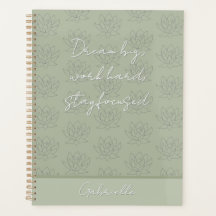 Elegant Sage Green Pretty Floral Lotus Dream Big