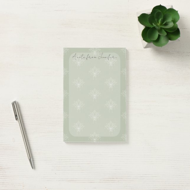 Elegant Sage Green Pretty Floral Lotus  Post-it Notes (Office)