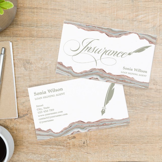 Elegant Sage Green Professional Insurance Agent Business Card (Creator Uploaded)