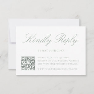 Elegant Sage Green QR Code Wedding RSVP Card
