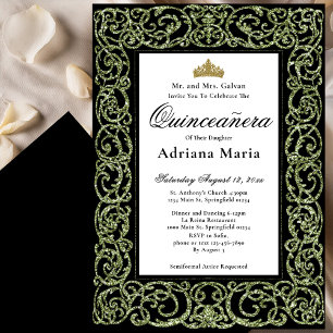 Elegant Sage Green Quinceanera Invitation 