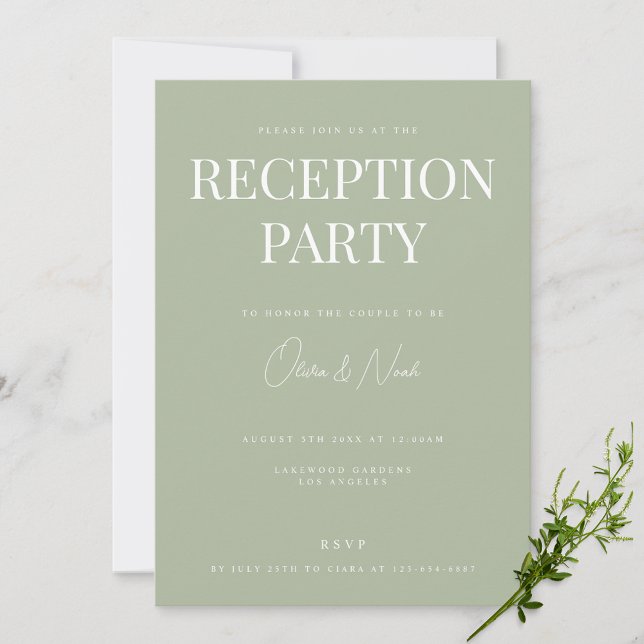 Elegant Sage Green Reception Wedding Invitation (Creator Uploaded)