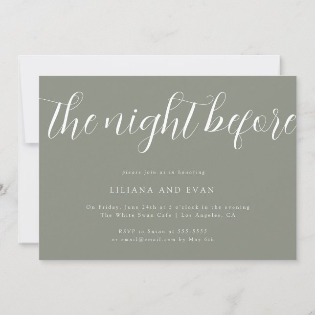 Elegant Sage Green Rehearsal Dinner Invitation (Front)