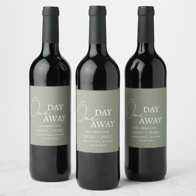 Elegant Sage Green Rehearsal Dinner Wedding  Wine Label (Bottles)