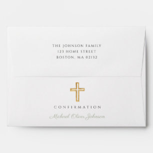 Elegant Sage Green Religious Boy Confirmation Envelope