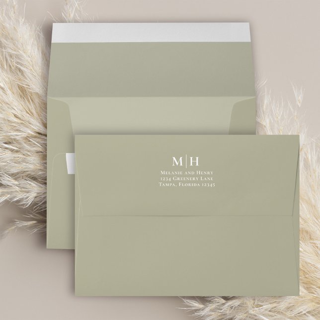 Elegant Sage Green Return Address  Envelope (The uses are many, weddings, birthday, anniversaries and Holidays. )