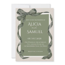 Elegant Sage Green Ribbon Wedding Invitation