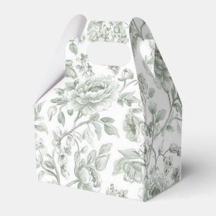 Elegant Sage Green Rose Floral Favour Box