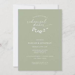Elegant Sage Green Rustic Rehearsal Dinner Invitation