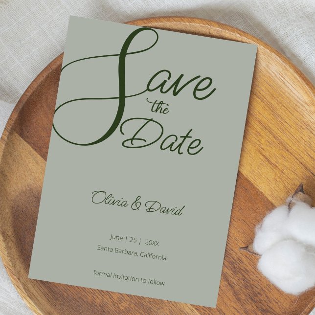 Elegant Sage Green Save the Date Invitation (Creator Uploaded)