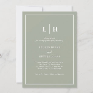 Elegant Sage Green Script Engagement Party Invitation