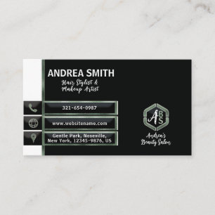 Elegant Sage Green Script Modern Minimal Metallic Business Card