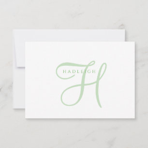 Elegant Sage Green Script Monogram Card