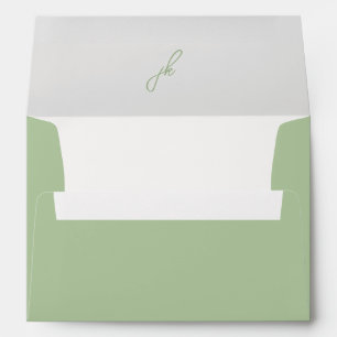 Elegant Sage Green Script Monogram Wedding Envelope