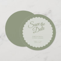 Elegant Sage Green Script Scallop Wedding