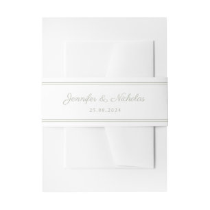 Elegant Sage Green Script Wedding Invitation Belly Band