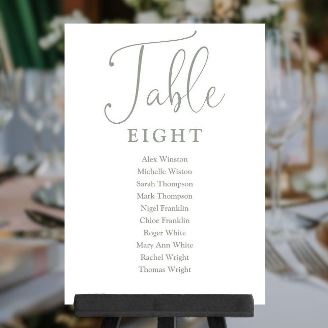Elegant Sage Green Seating Chart Table Number (Creator Uploaded)
