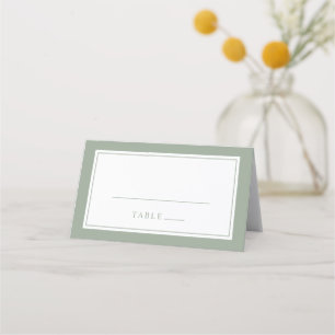 Elegant Sage Green Simple Minimal Border Wedding Place Card