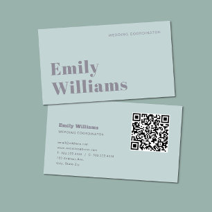 Elegant Sage Green Simple Professional QR Code Business Card