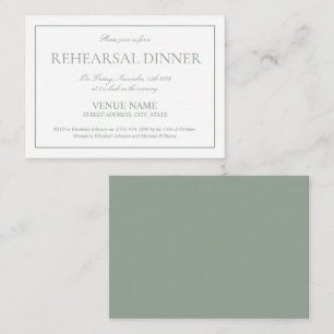 Elegant Sage Green Simple Script Rehearsal Dinner Enclosure Card