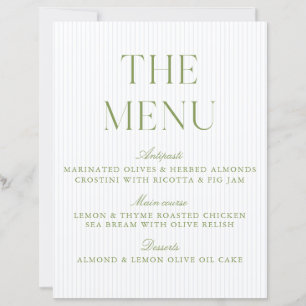 Elegant Sage Green & Soft Blue Wedding Menu Sign
