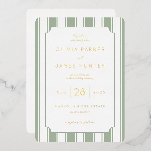 Elegant Sage Green Stripes (Front/Back)