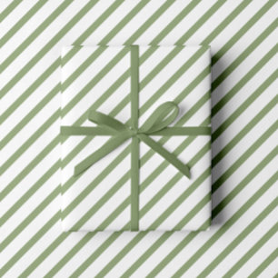 Elegant Sage Green Stripes Pattern Wrapping Paper