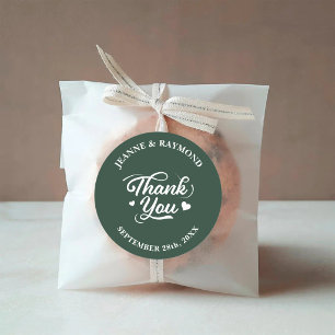Elegant Sage Green Thank You Love Wedding Favour Classic Round Sticker