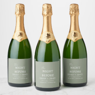 Elegant Sage Green the Night Before Wedding Sparkling Wine Label