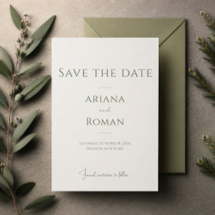 Elegant Sage Green Timeless Minimalist Wedding Save The Date