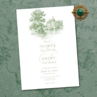 Elegant Sage Green Toile French Manor Wedding