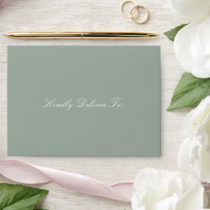 Elegant Sage Green Traditional Wedding Envelope