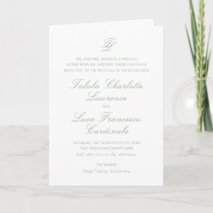 Elegant Sage Green Traditional Wedding Invitation