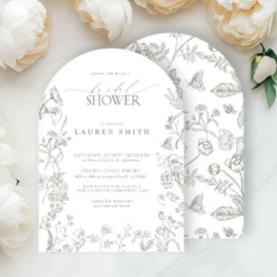 Elegant Sage Green Victorian Floral Bridal Shower Invitation