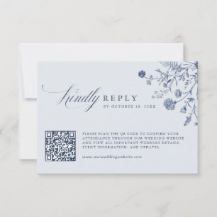 Elegant Sage Green Vintage Classic Floral QR Code RSVP Card